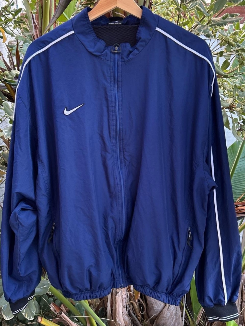 Vintage Y2K Nike Team Navy Blue Full Zip Windbreaker Jacket Mens L 24x26
